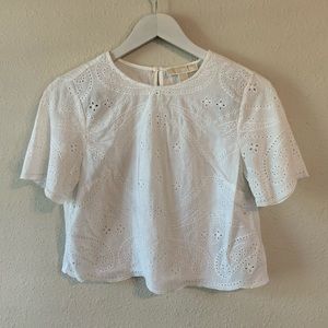 Michael Kors white eyelet crop top size small